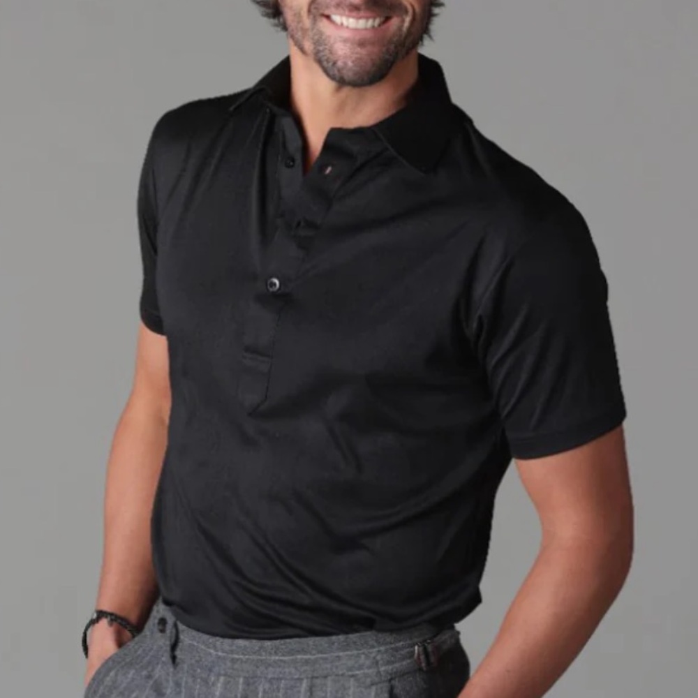 NWT Collars & Co. Black Semi-Spread Collar Polo Extra Large